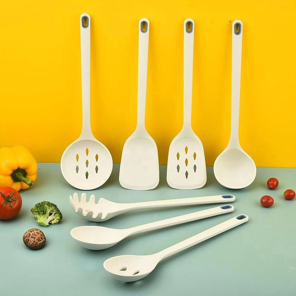 7" Silicone Cooking Utensils Set, One-Piece Style Nonstick Slotted Spoons, Spatulas, Ladle and Spoon Set, Heat Resist... - Image 2