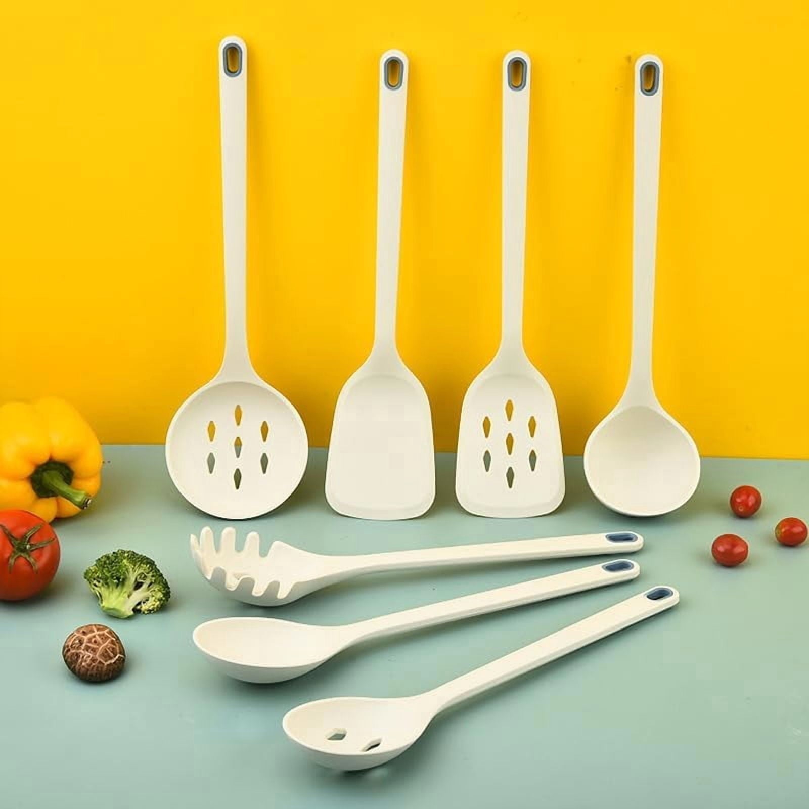 7" Silicone Cooking Utensils Set, One-Piece Style Nonstick Slotted Spoons, Spatulas, Ladle and Spoon Set, Heat Resist... - Image 2