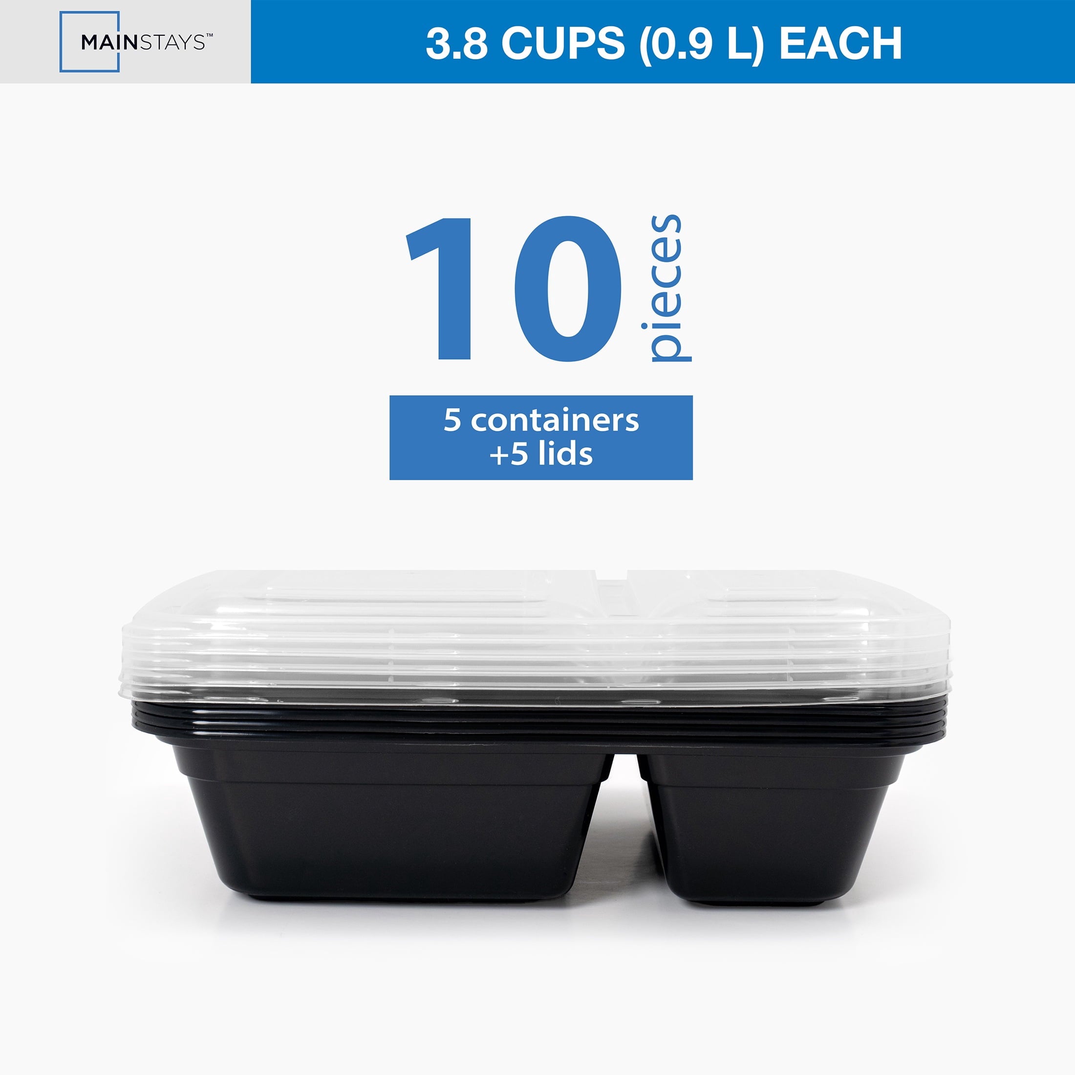 5-Pack Prep Containers with 2 Compartments and Lids, BPA-Free, Microwave & Dishwasher Safe, Made for Family s and Eas... - Image 3