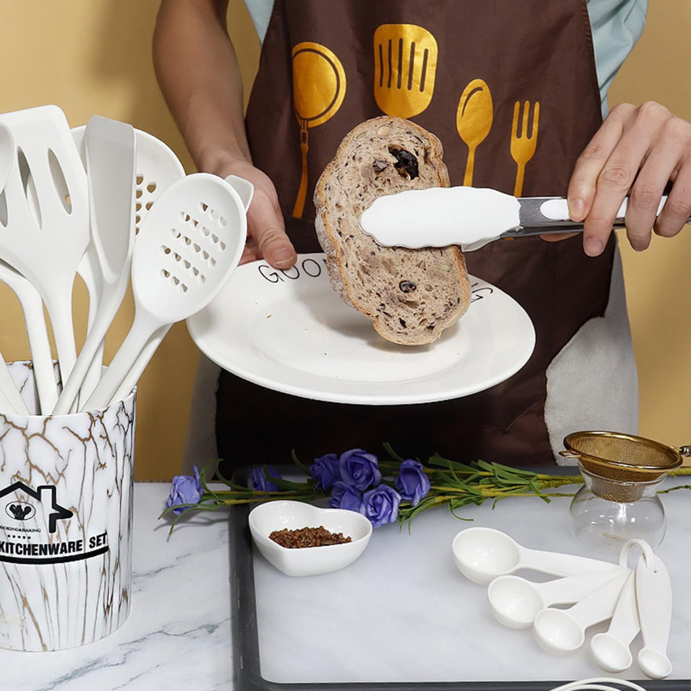 18PCS Silicone Cooking Utensils Set - 446°F Heat Resistant Kitchen Utensils,Turner Tongs,Spatula,Spoon,Brush,Whisk,Kitchen Utensil Gadgets T - Image 5
