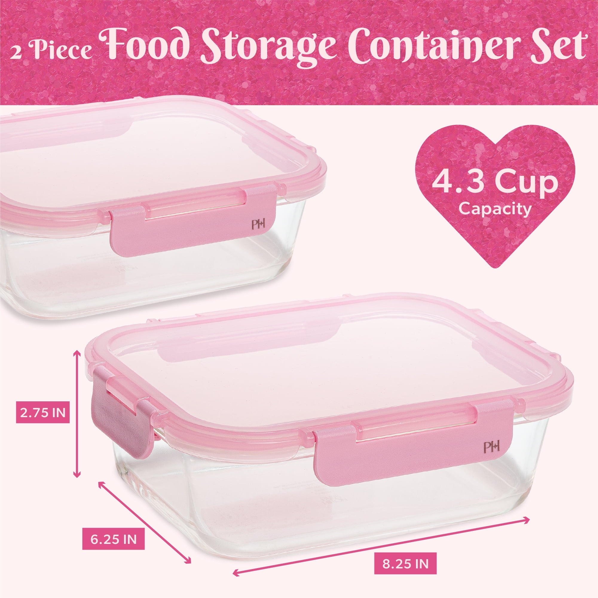 2-Piece Glass Food Storage Containers with Lids for Meal Prep, Microwave & Dishwasher Safe, Leak-Proof, 4.3 Cup Capac... - Image 6