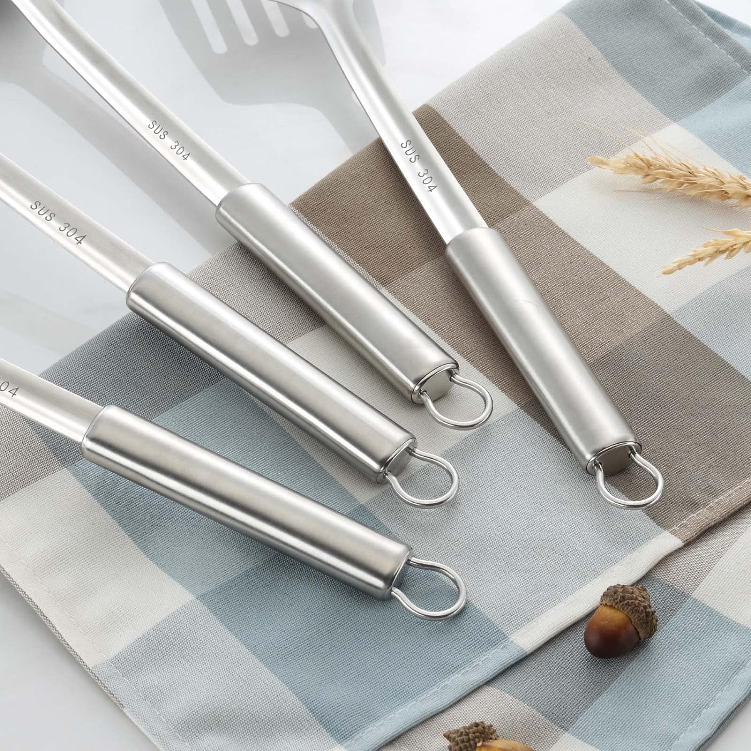 4 Pcs Cooking Utensils Set, 304 Stainless Steel Kitchen Utensils, Include Wok Ladle, Slotted Spoon, Wok Spatula and S... - Image 5