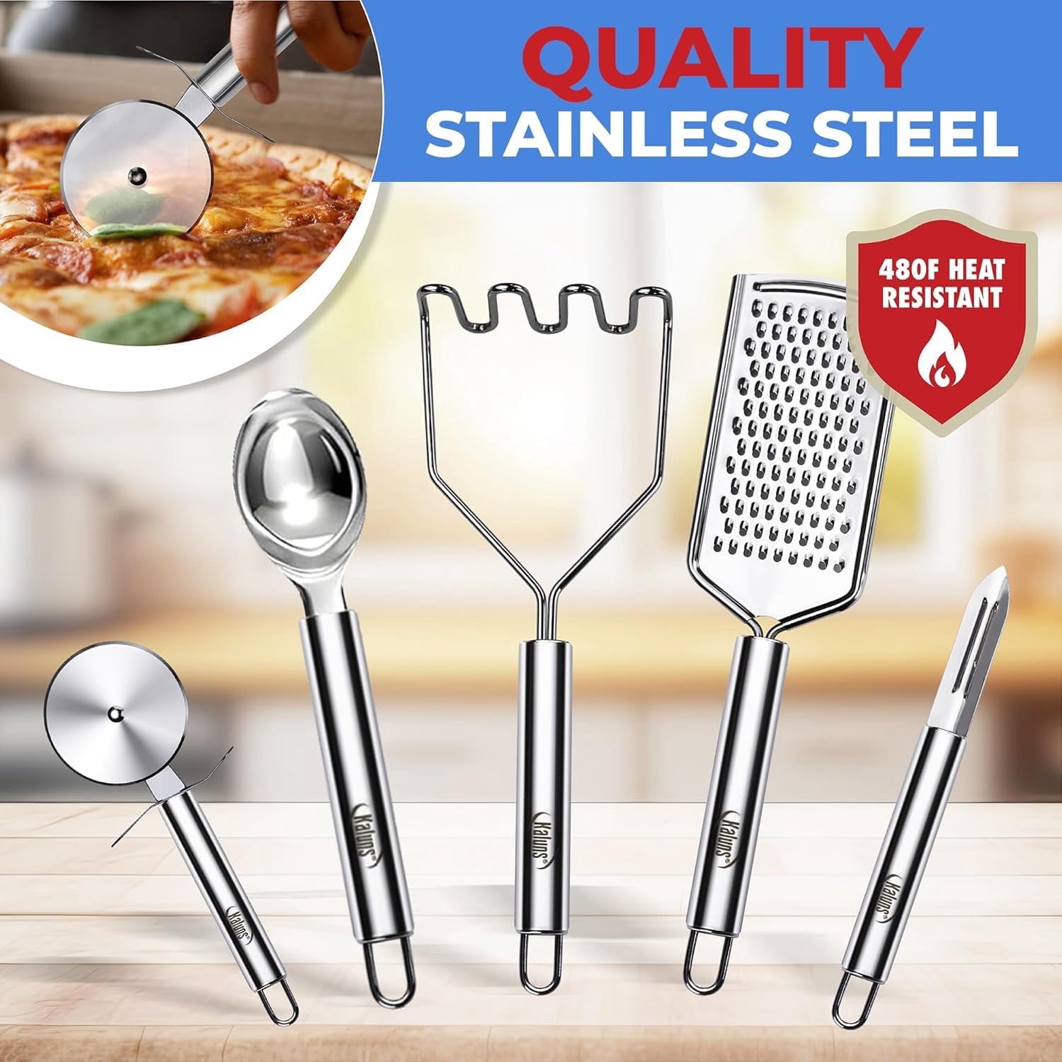 Kitchen Utensils Set, 50 Piece Silicone And Stainless Steel Cooking Utensils, Dishwasher Safe and Heat Resistant Kitc... - Image 6