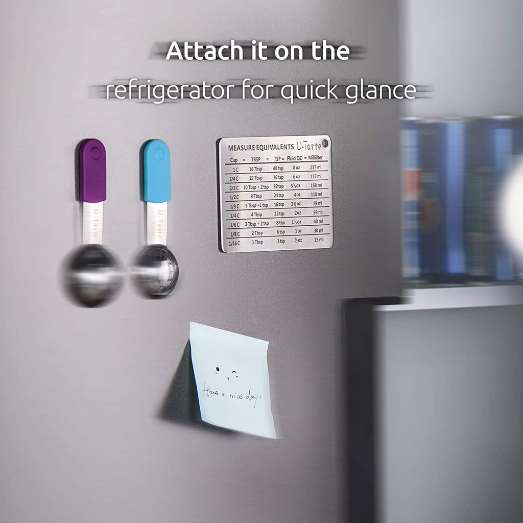 U-Taste Professional Measurement Conversion Chart Refrigerator Magnet in 18/8 Stainless Steel, Converts Cups, Tbsp, Tsp, Fl Oz & Ml. - Image 4