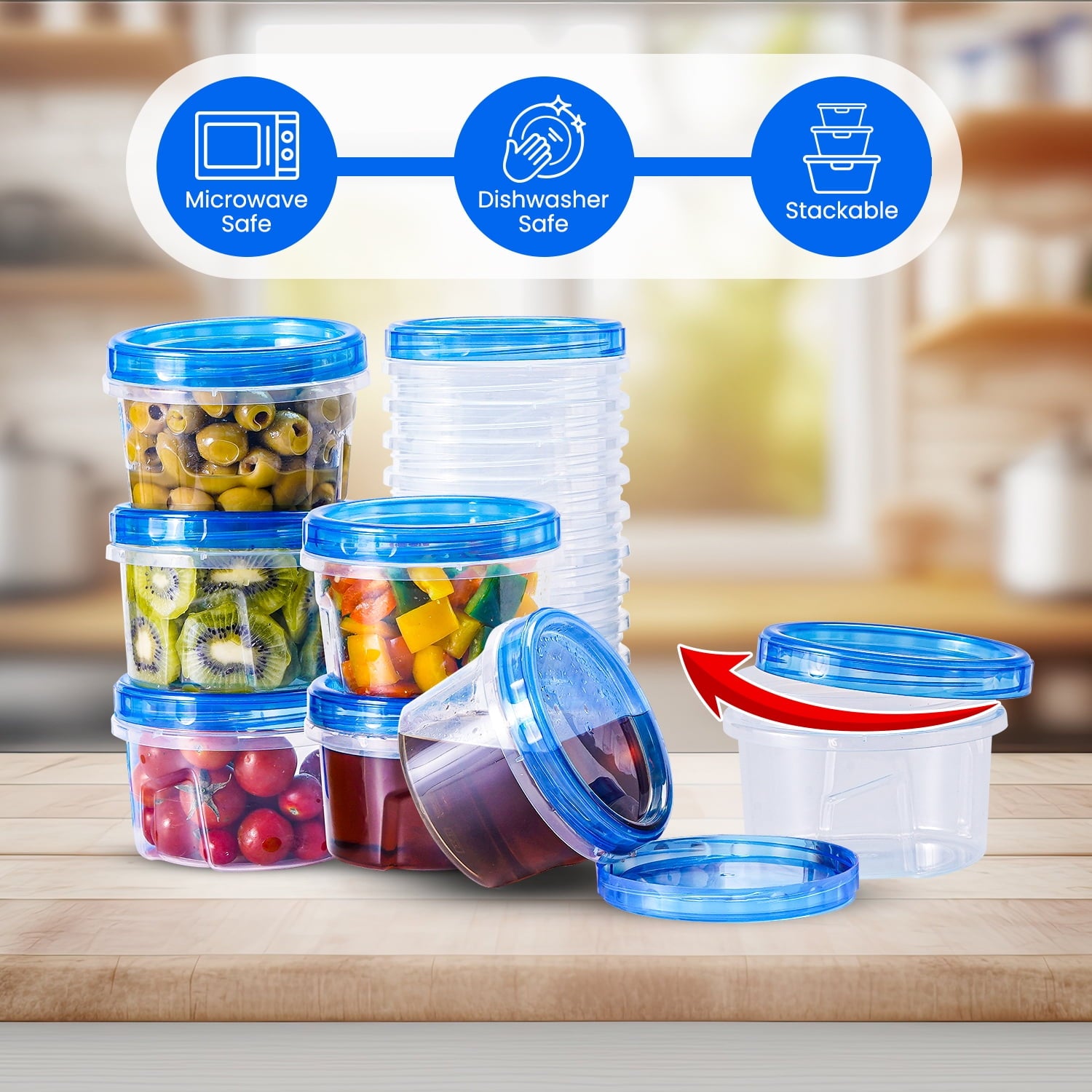 RFAQK 24 PCS Freezer Soup Containers with Lids-12 Plastic 16 oz Deli Containers with 12 Screw Lids-Freezer Safe Storage Containers with Twis - Image 3