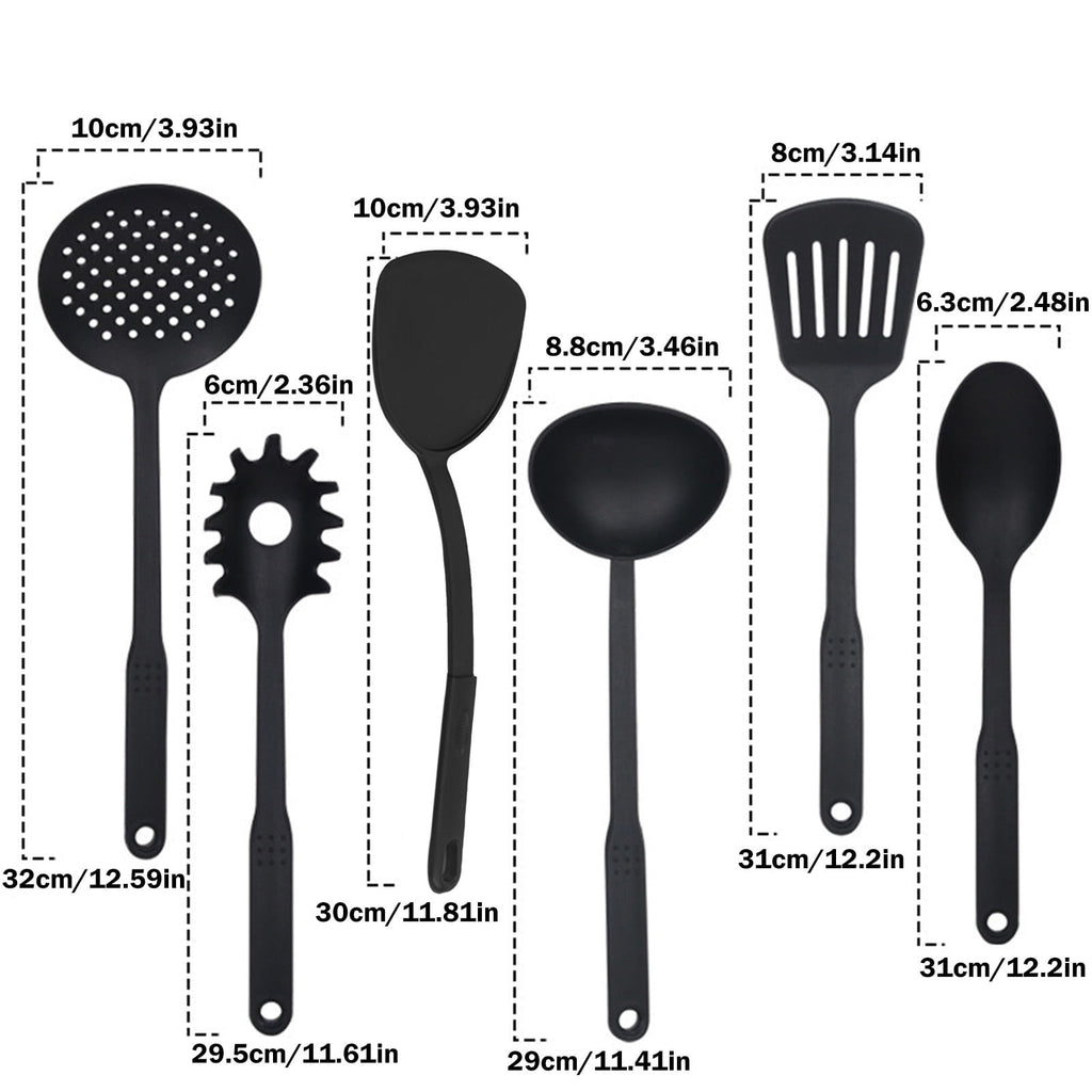 Kitchen Utensils Set,Nylon Cooking Utensils Set of 6,Non Toxic & Non Scratch Cooking Tools for Non Stick Cookware inc... - Image 3
