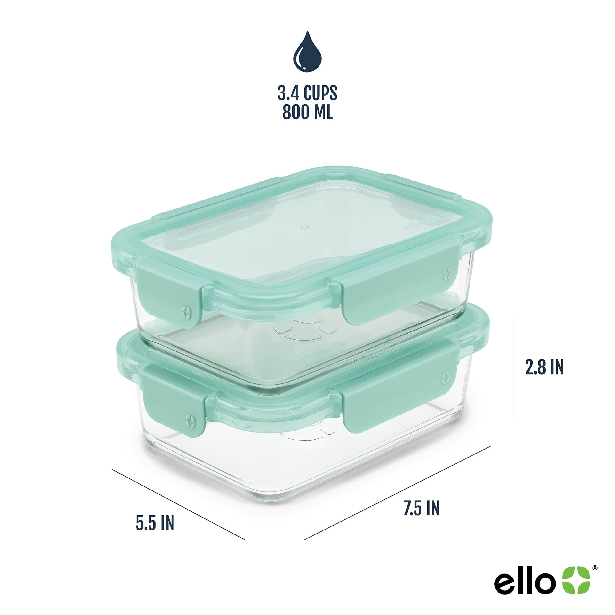 Color Lock 3.4 Cup 2 Pack Glass Meal Prep Containers with Locking Lids - Image 5