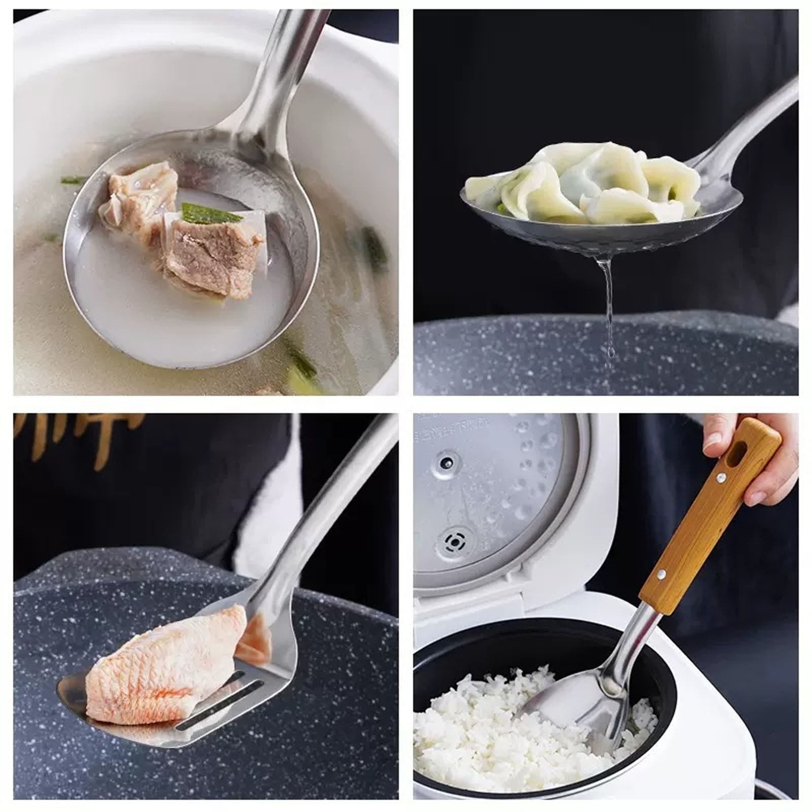 Dienrx Choose 1 of 8 Stainless Steel Kitchen Utensils Set - Professional-grade cooking tools, for home cooks and restaurant use - frying spa - Image 6