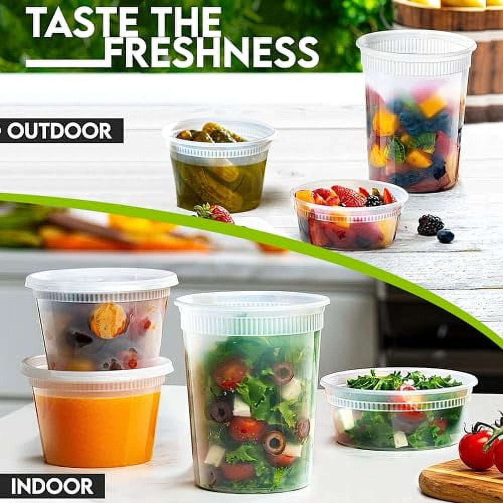 60 PCS Deli Containers with Lids- 8oz*50 pcs Deli Cups & 10 Spoons for Meal Prep - Kitchen Airtight Food Storage Cont... - Image 6