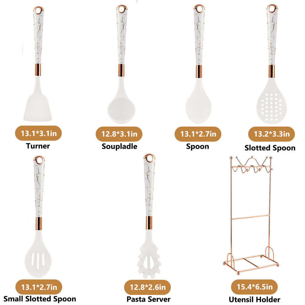 Silicone Kitchen Utensil Set, 7 Pieces Nonstick Cooking Utensil Set with Holder, Heat Resistant Cookware Silicone Spatulas Set, Kitchen Tool - Image 6