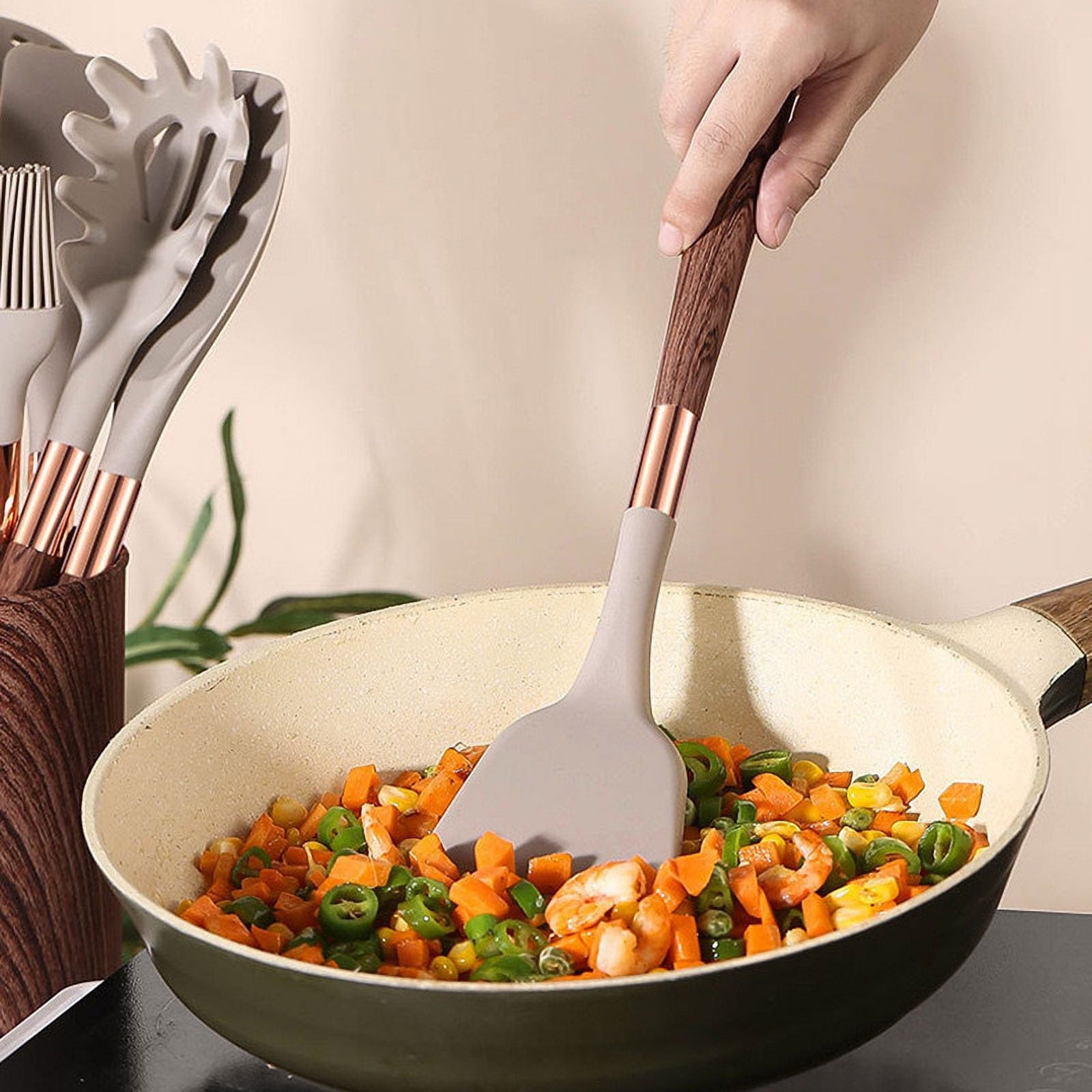 10-Piece Premium Non-Stick Silicone Kitchen Utensil Set - Tool & Gadget Sets for Effortless Cooking - Easy to Clean, Modern Cookware, Heat R - Image 3