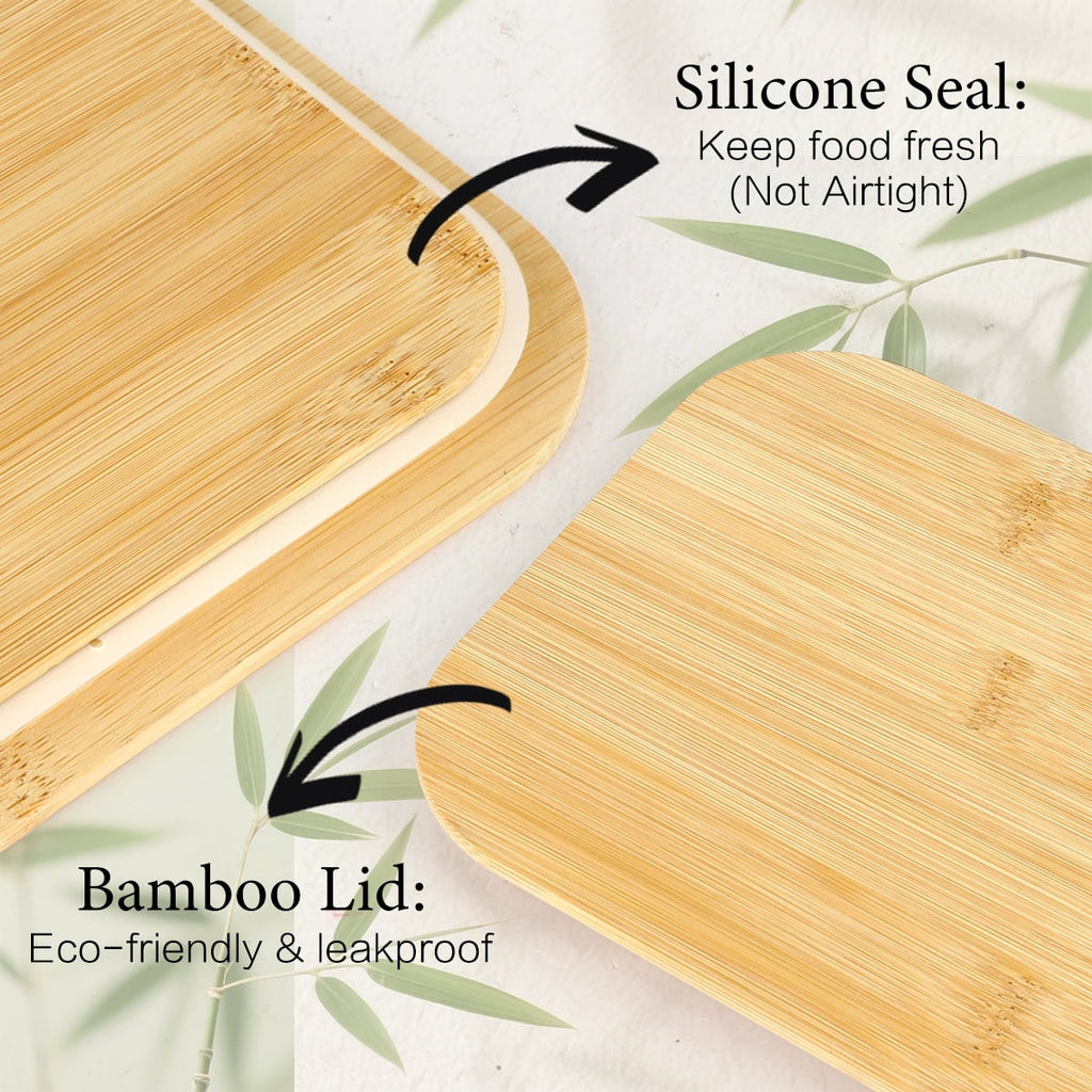 8 Pcs Glass Food Storage Containers with Bamboo Lids, Meal Prep Glass Containers Bento Lunch Box, Safe for Microwave,... - Image 2