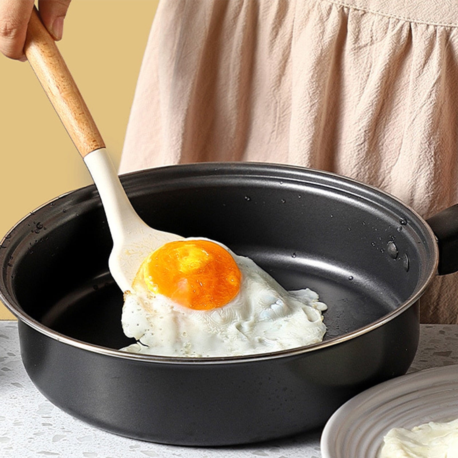 Silicone Kitchen Utensils Set of 3 | Non-Stick Cooking Tools with Wooden Handles | Heat Resistant Spatula & Ladle for Frying and Baking - Image 4