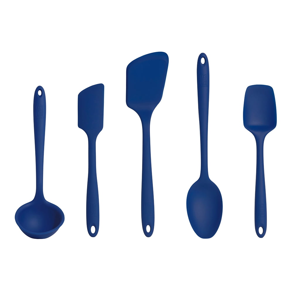 GIR Get It Right 5 Piece Essentials Silicone Cooking Utensils Set Nonstick Heat Resistant Kitchen Utensils for Cooking and Baking, Royal Blu - Image 2