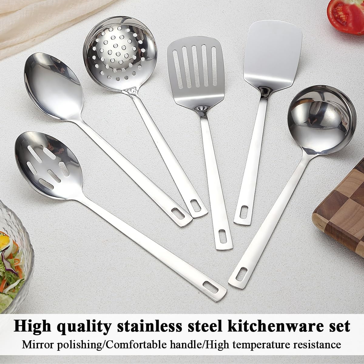 ReaNea Kitchen Utensils Set 6pcs, Stainless Steel Cooking Utensils Set, Kitchen Tools Spatulas Set, Home Essentials Kitchen Gadgets Accessor - Image 4