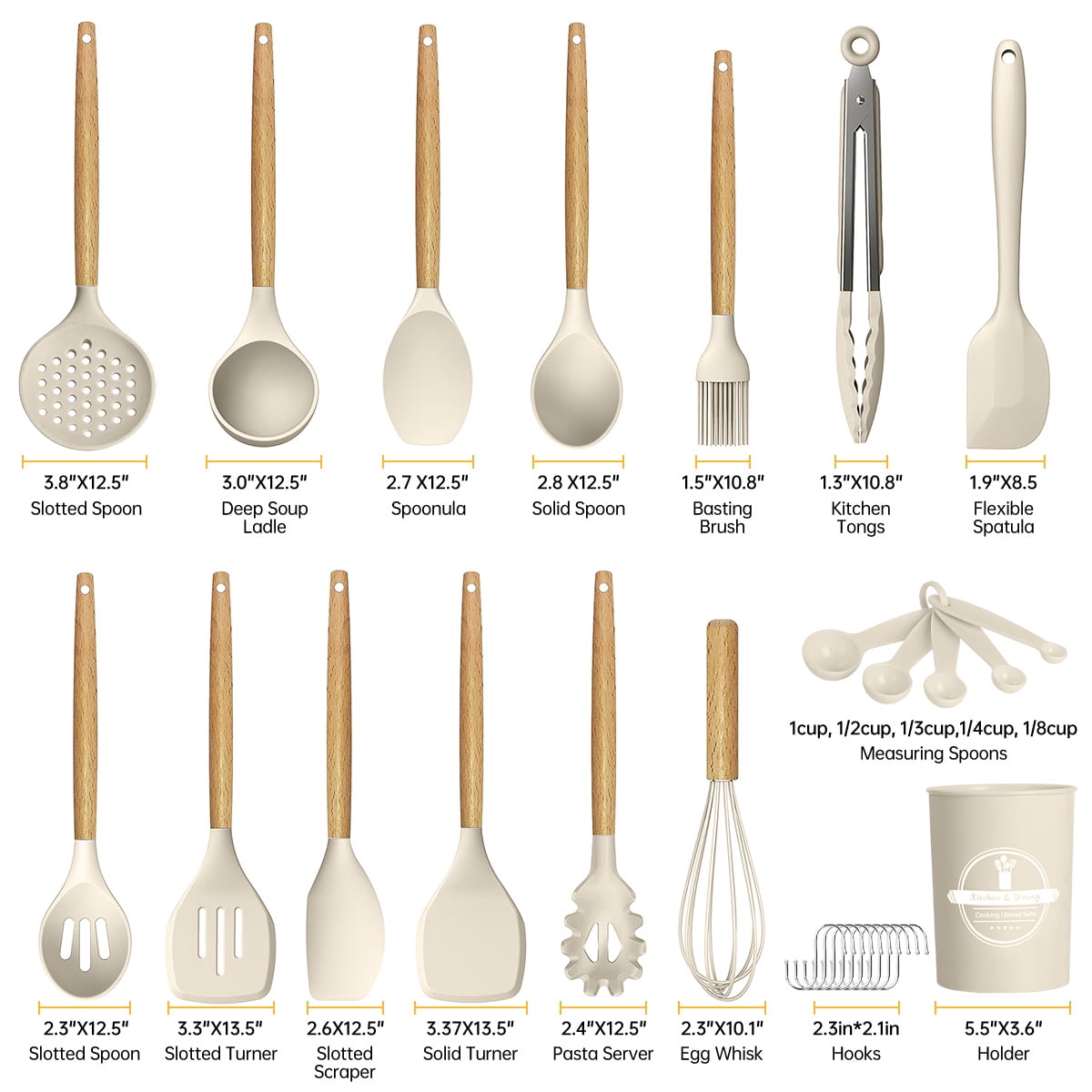 29 Pcs Silicone Kitchen Utensil Set, Cooking Utensils Set with Wooden Handle, Food Grade Silicone Spatula Set, BPA-Fr... - Image 2
