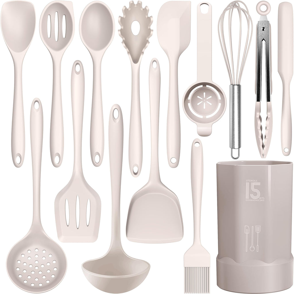 Silicone Cooking Utensils Set - Heat Resistant Kitchen Utensils,Spatula Sets,Turner Tongs,Spoon,Kitchen Utensil Gadge...