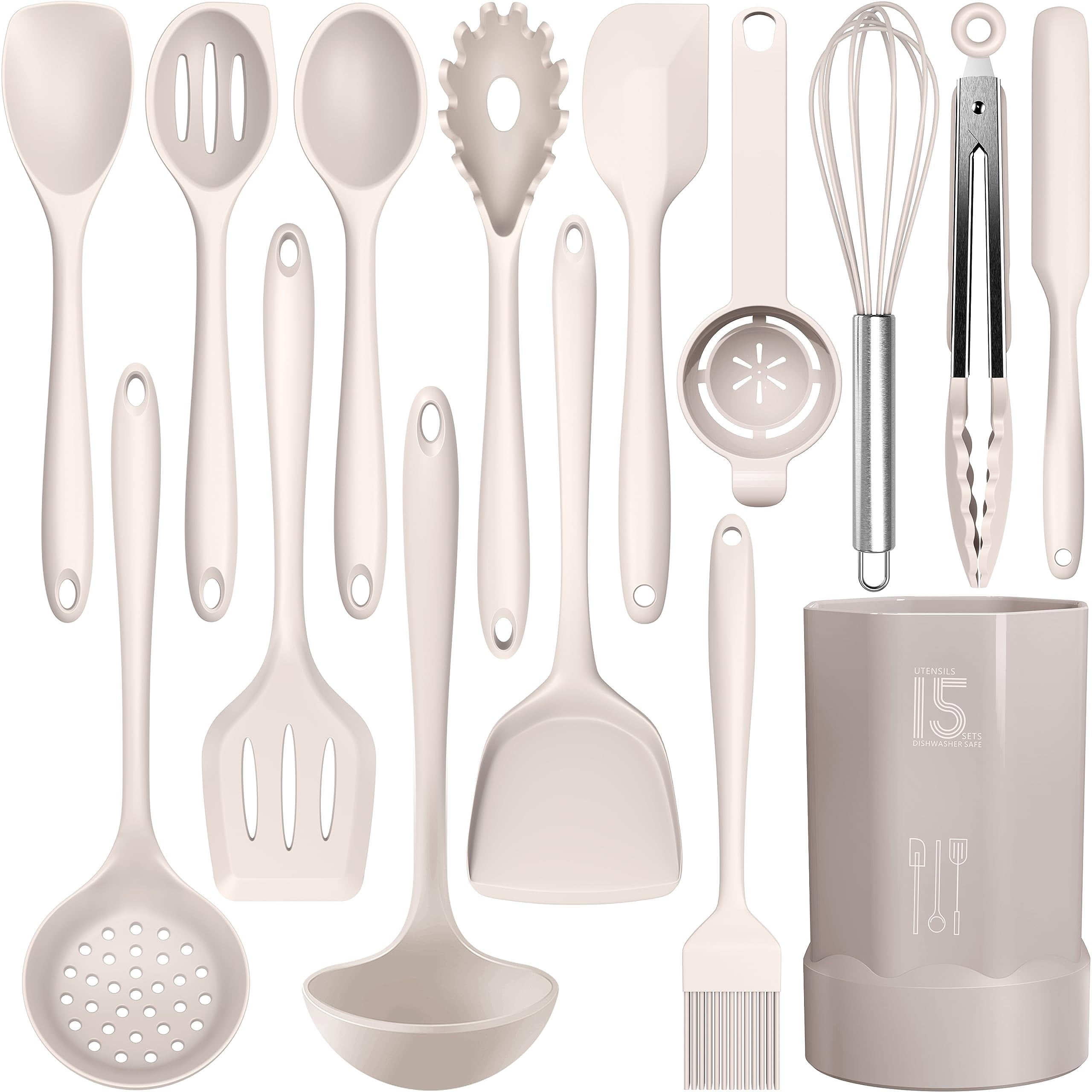 Silicone Cooking Utensils Set - Heat Resistant Kitchen Utensils,Spatula Sets,Turner Tongs,Spoon,Kitchen Utensil Gadge...