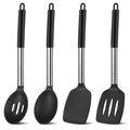 sixwipe Silicone Cooking Spatulas and Spoons, 4 Pack Heat Resistant Silicone Cooking Utensils Set, Non-stick Large Kitchen Silicone Spatula