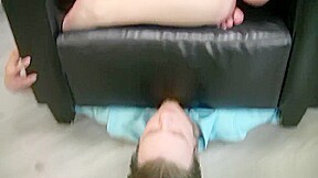 2 Lesbians Make Out and Crush a Man Under Their Chair