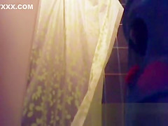 23 yo brunette with huge tits caught by in shower