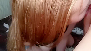 A young blonde sucks dick