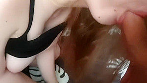 A young blonde sucks dick