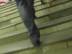 Adorable lady in mini skirt got in public upskirt scene
