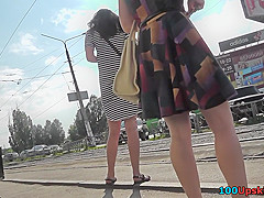 A-line skirt on skinny ass in accidental upskirt video