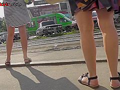 A-line skirt on skinny ass in accidental upskirt video