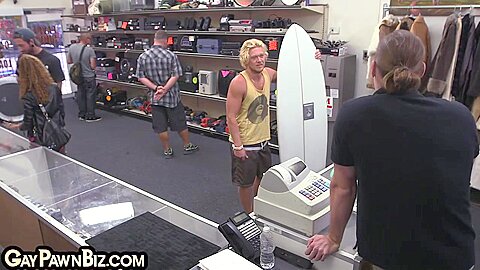Amateur Blond Stud Fucked In Pawn Shop Office After Blo