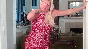 American milf Blake slides out of her new dress for us