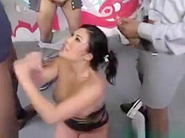 Asian Slut Bukakke Covered In Cum