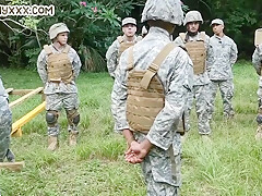 Athletic Army Ebony Fucked Outdoor In Front Of Colleagues