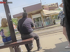 Athletic butt appeared in outdoor upskirt clip