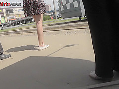 Athletic butt appeared in outdoor upskirt clip