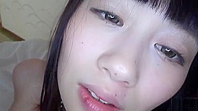 Attractive flat chested Japanese teenage gal Asuka Asakura enjoys playing with a sextoy