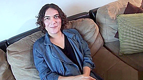 Auditioning trans beauty wanks hard cock solo