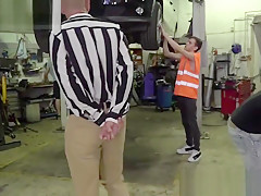 Auto service owner respects his boys with blowjobs and anal