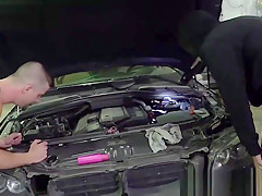Auto service owner respects his boys with blowjobs and anal