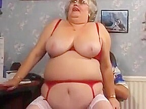 BBW granny sucks and fucks in stockings