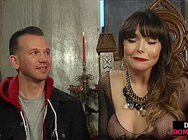 BDSM femdom busty lady pegs sub butthole before pussyfucked