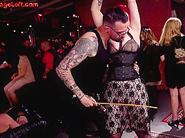 BDSM public whores whipped and humiliated on bondage loft
