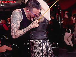 BDSM public whores whipped and humiliated on bondage loft