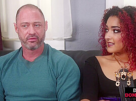 BDSM whipping redhead femina fucks sub with strapon