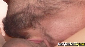 Barebacking DILF fucks 21yo bottom till anal creampie
