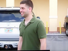 Bearded straight dude dicks a bottom gay jock in public
