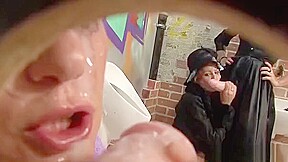 Beautiful Babe Sucks Giant Toy At Gloryhole And Gets Jizzed