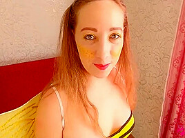 Bee Suck Dick For Taking Cum Like Nectar - Funny Pov Blowjob From Cute Girl