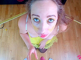 Bee Suck Dick For Taking Cum Like Nectar - Funny Pov Blowjob From Cute Girl